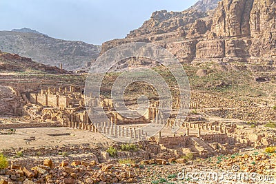 Ruins of the great temple at Petra, Jordan Editorial Stock Photo