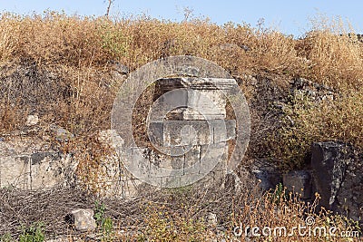 The ruins of the Greek - Roman city of the 3rd century BC - the 8th century AD Hippus - Susita on the Golan Heights near the Sea Stock Photo