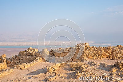 Ruins of Herods castle in fortress Masada, Israel Stock Photo