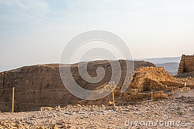 Ruins of Herods castle in fortress Masada, Israel Stock Photo