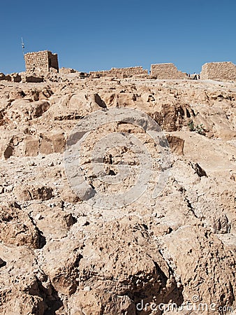 Ruins of Herods castle in fortress Masada, Israel Stock Photo