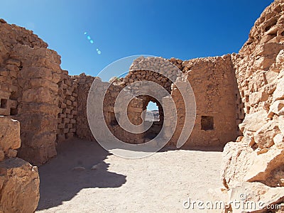 Ruins of Herods castle in fortress Masada, Israel Stock Photo