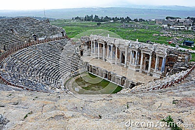 Ruins of Hierapolis ancient theater Stock Photo