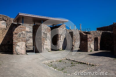 Ruins of the houses in the ancient city of Pompeii Stock Photo
