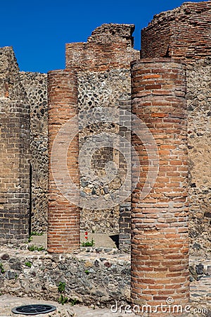 Ruins of the houses in the ancient city of Pompeii Stock Photo