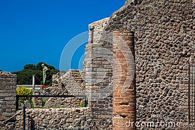 Ruins of the houses in the ancient city of Pompeii Stock Photo