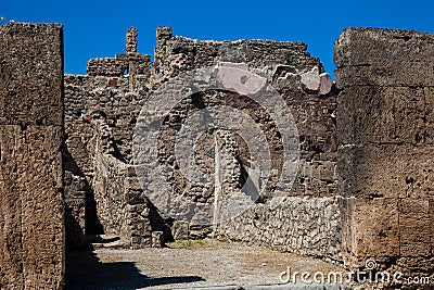 Ruins of the houses in the ancient city of Pompeii Stock Photo