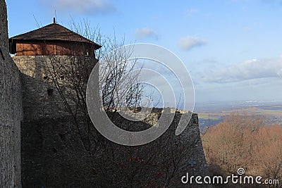 The ruins of Hukvaldy Castle from the 13th century. Tourist and publicly accessible historical monument. Stock Photo