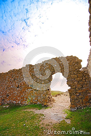 Ruins inside Enisala Fortress Stock Photo