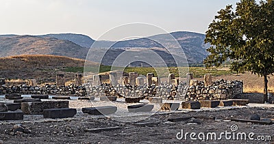 The `Pillared House` - Israelite Storehouse at Tel Hazor in Israel Stock Photo