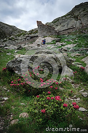 Ruins of italian old barracks near french Alps Stock Photo
