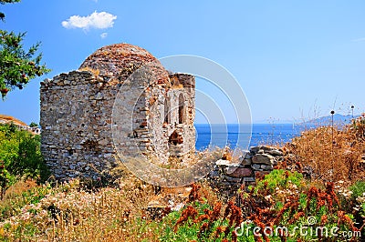 Ruins in Kastro, old metropolis of Skiathos, Stock Photo