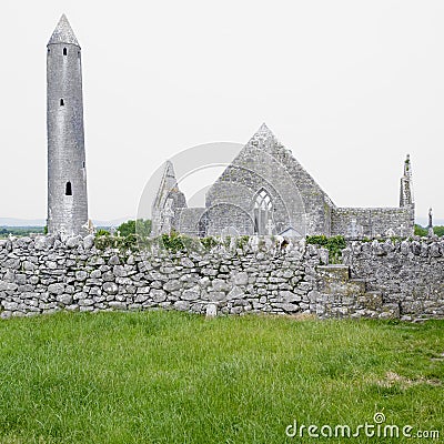 Ruins of Kilmacduagh Monastery Stock Photo