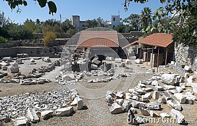 Ruins of Mausoleum Halicarnassus in Turkey Stock Photo
