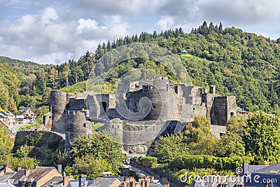 Ruins of medieval castle in La Roche-en-Ardenne Stock Photo
