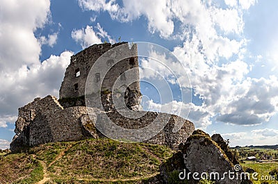 The ruins of a medieval castle. Stock Photo