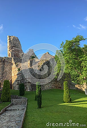 Ruins of medieval castle by Ravanica Monastery in Serbia. Stock Photo