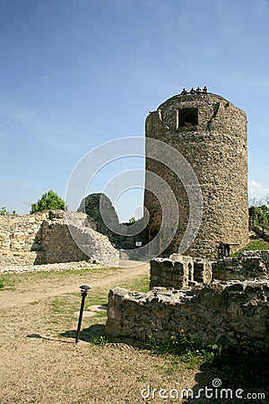 Ruins of a medieval castle in town Wlen, Poland. Editorial Stock Photo