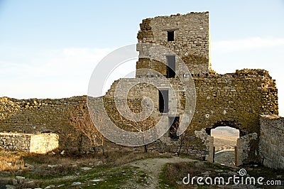 Ruins of medieval fortress Enisala Stock Photo