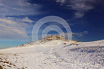The ruins of medieval fortress Enisala in winter Stock Photo