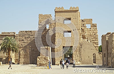 Ruins of Medinet Habu, Luxor, Egypt. Editorial Stock Photo