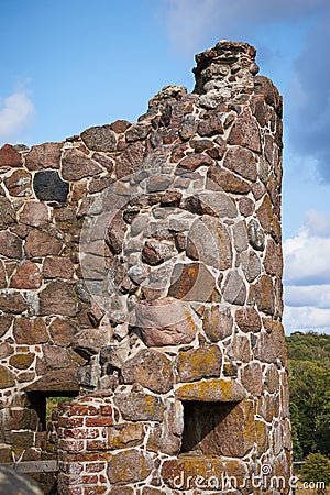 Ruins of the middel age castle Hammershus on island Bornholm in Denmark Stock Photo