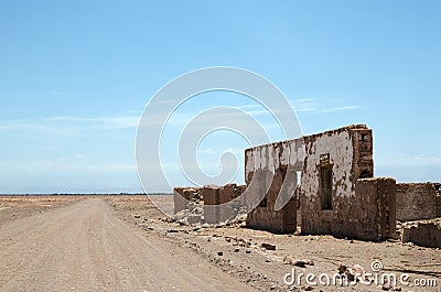 Ruins of mining town in the desert Stock Photo