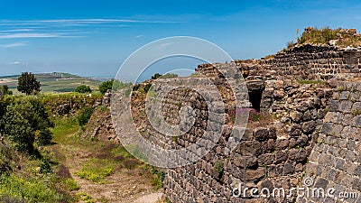 Ruins of moat around Belvoir Fortress, Kohav HaYarden National Park in Israel. Stock Photo