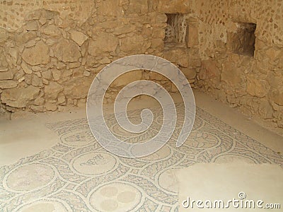 Ruins, mosaic floor, King Herod's palace, Masada, Israel Stock Photo