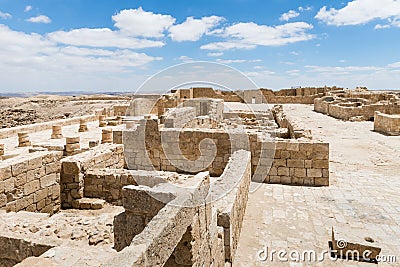 Ruins of the northern church in the Nabataean city of Avdat, located on the incense road in the Judean desert in Israel. It is inc Stock Photo