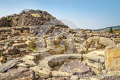 Ruins of nuraghe Su Nuraxi near Barumuni in Sardinia Stock Photo