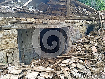 The ruins of an old bombed house Stock Photo