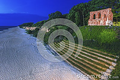 Ruins of the old church in Trzesacz Stock Photo