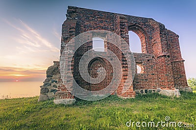 Ruins of the old church in Trzesacz Stock Photo