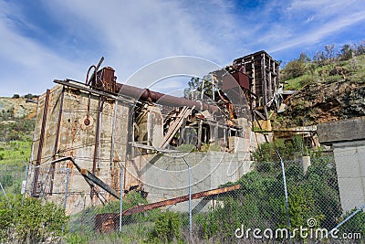 Ruins of old facilities of mercury manufacturing, Almaden Quicksilver County Park, south San Francisco bay, California Stock Photo