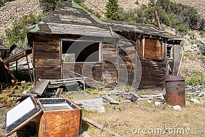 Ruins of the old ghost town of Bayhorse Idaho, in the Salmon-Challis National Forest Stock Photo