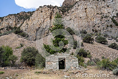 Ruins of the old ghost town of Bayhorse Idaho, in the Salmon-Challis National Forest Stock Photo