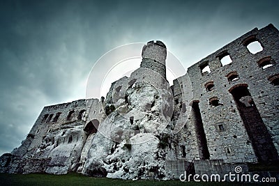 Ruins of the old medieval castle Stock Photo