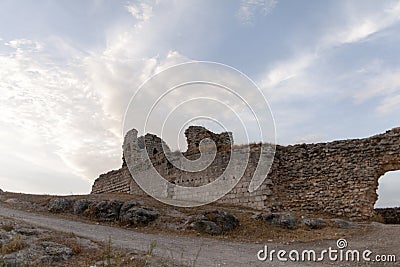 Ruins of the old Moorish castle of the Star in Teba, Malaga Stock Photo