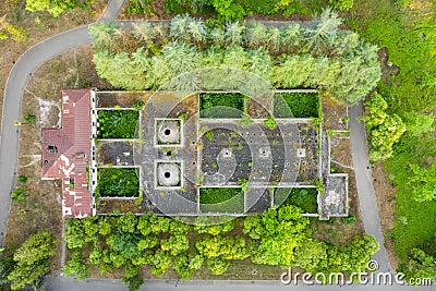 The ruins of the old Soviet healing baths, whose architecture which is basically a synthesis of Stalinist period Stock Photo
