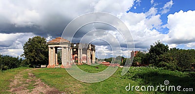 The ruins of old-time church and country estate Stock Photo