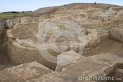 Ruins of Otrar (Utrar or Farab), Central Asian ghost town, South Kazakhstan Province, Kazakhstan. Stock Photo