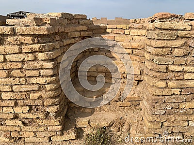 The ruins of Palace of Berdiebek at the the gosth town of Otrar, the ancient city along the Silk Road in Southern Kazakhstan Editorial Stock Photo