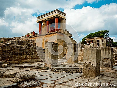 The ruins of the palace of Knossos (the labyrinth of the Minotaur) in Crete Stock Photo