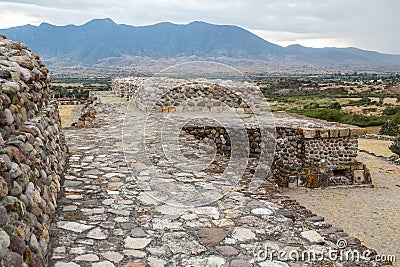 Ruins of the pre-hispanic Zapotec town Yagul Stock Photo