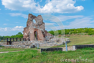 Ruins of the red church in Perushtitsa, Bulgaria Editorial Stock Photo