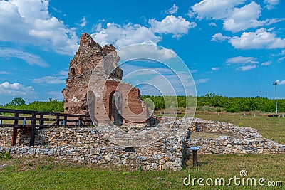 Ruins of the red church in Perushtitsa, Bulgaria Editorial Stock Photo