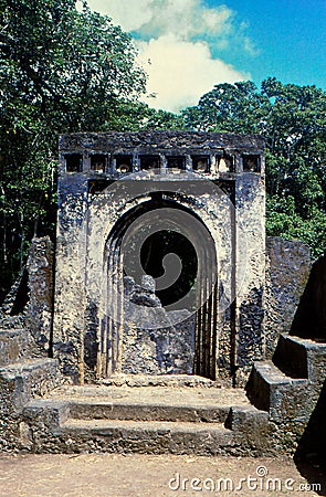 Ruins gate palace Gedi, Gede, Malindi, Kenya Stock Photo