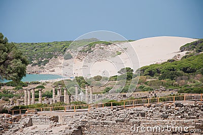 Ruins Roman of Baelo Claudia in Bolonia beach Stock Photo