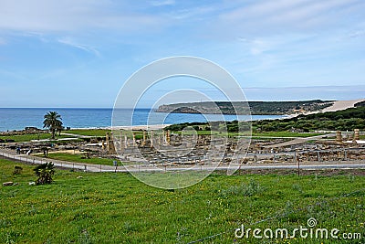 Ruins Roman in bolonia beach Stock Photo